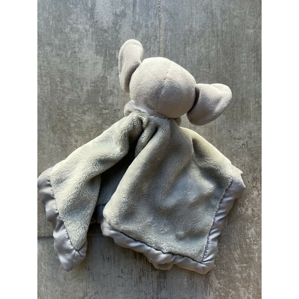 Gray Elephant Security Blanket Plush Satin Trim Baby Lovey Lovie Nursery Soft - Picture 4 of 6